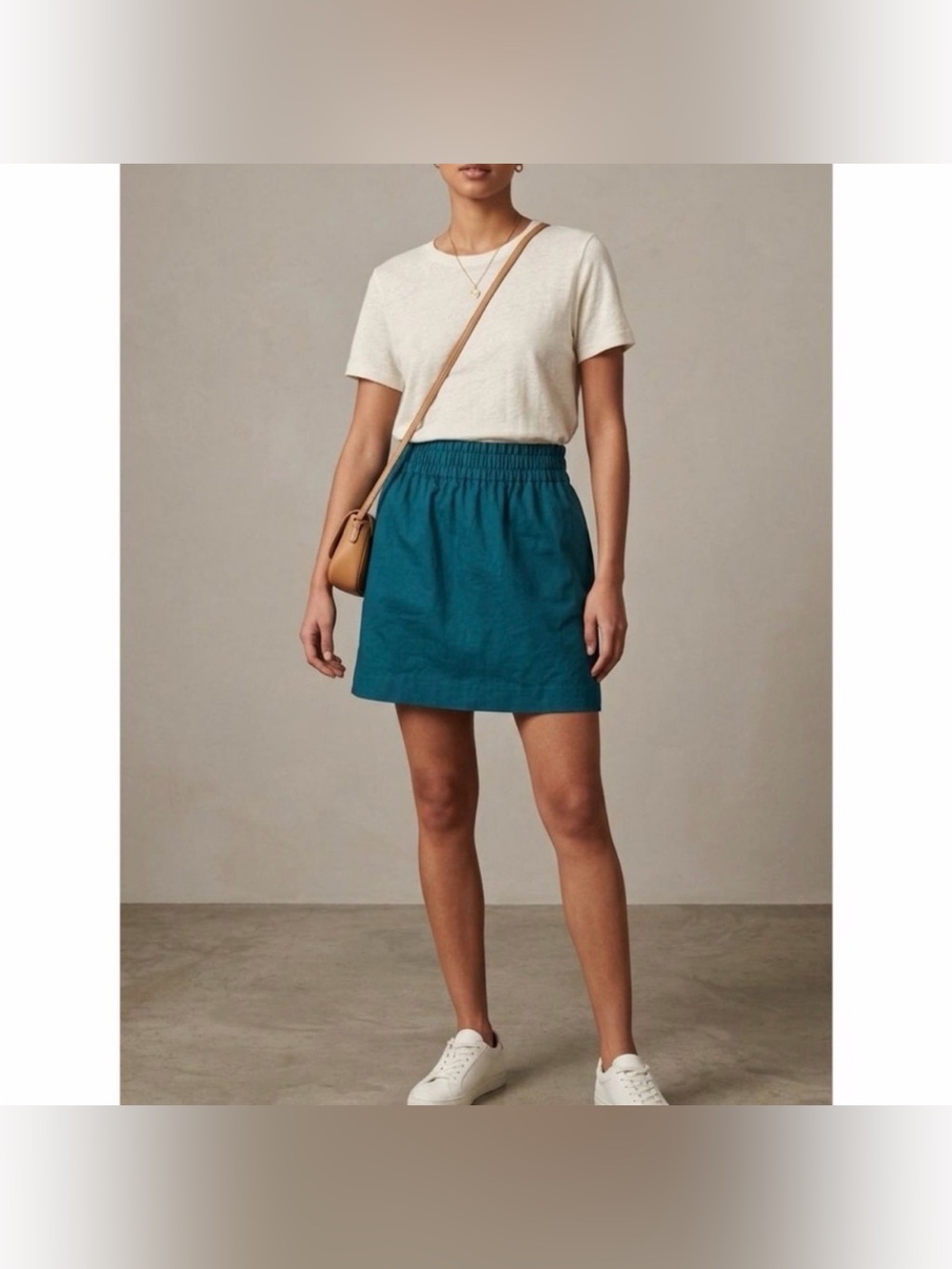 J. Crew Women's Wool Blend Blue Mini Skirt with Elastic Waistband lined size 8